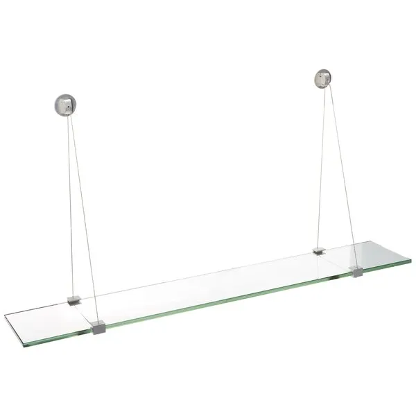 Spancraft Glass Crane Glass Shelf, Brushed Steel, 8 x 24