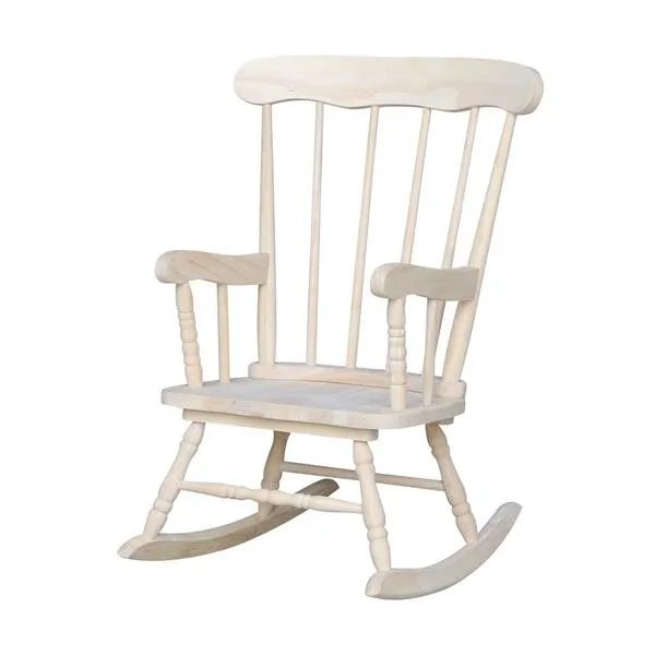 IC International Concepts Juvenile Rocker, Solid Wood Child\'s Rocking Chair, Sturdy and Durable Furniture for Kids Room or Nursery - Unfinished