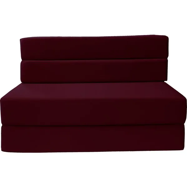 D&D Futon Furniture Folding Foam Mattress, Sofa Chair Bed, Guest Beds (Queen Size, Burgundy)