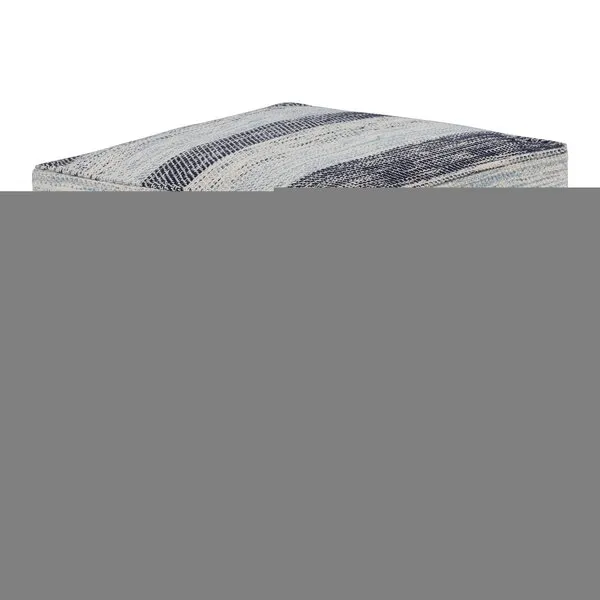 SIMPLIHOME Clay 18 Inch Boho Square Pouf in Patterned Blue Melange Cotton, For the Living Room, Bedroom and Kids Room