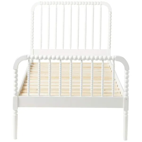 Coaster Home Furnishings Jones Country Farmhouse Wood Jenny Lind Bobbin Twin Size Open Frame Fully Slatted Platform Bed FrameWhite 400415T