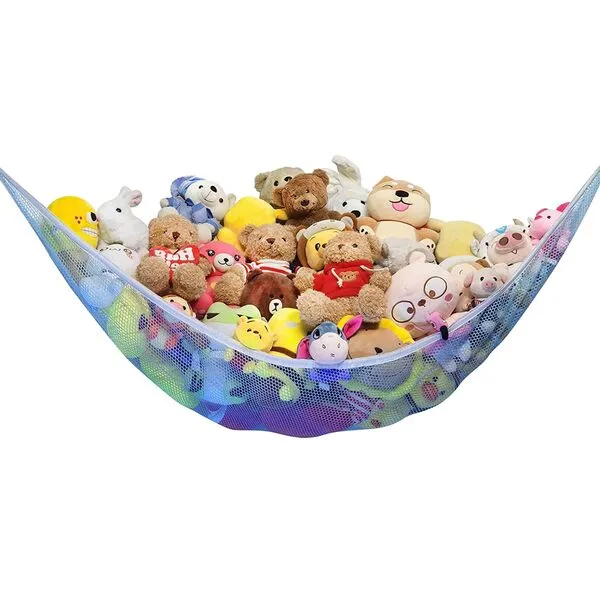 Stuffed Animal Hammock, Huijukon Jumbo Corner Toy Hammock Toy Storage Net Hammock Collection Organizer for Stuffed Animals Cuddly Plushie Stuffie Toys | Size: 84\