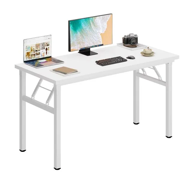 DlandHome 47 inches Folding Table Computer Desk Portable Table Activity Table Conference Table Home Office Desk, Fully Assembled White DND-ND5-120WW