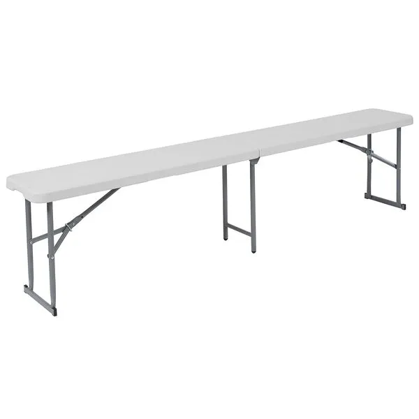 Flash Furniture Talbott 10.25\'\'W x 71\'\'L Bi-Fold Granite White Plastic Bench with Carrying Handle