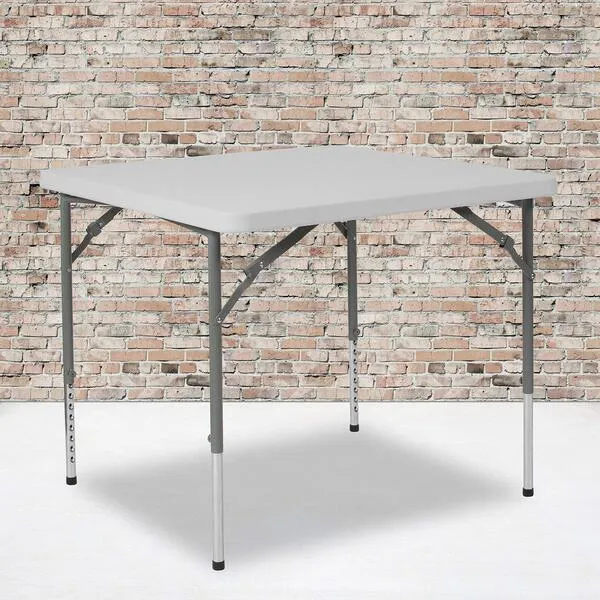 Flash Furniture Kathryn 2.79-Foot Square Height Adjustable Granite White Plastic Folding Table, 34\