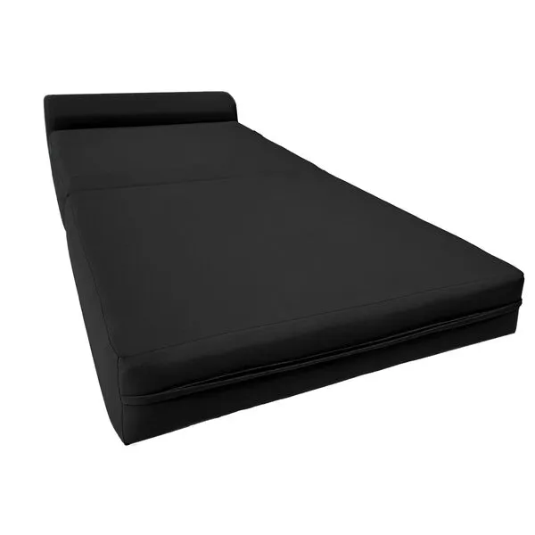 D&D Futon Furniture Sleeper Chair Folding Bed, Studio Sofa Guest Folded Mattress, High Density Foam (70 x 32 x 6, Black)