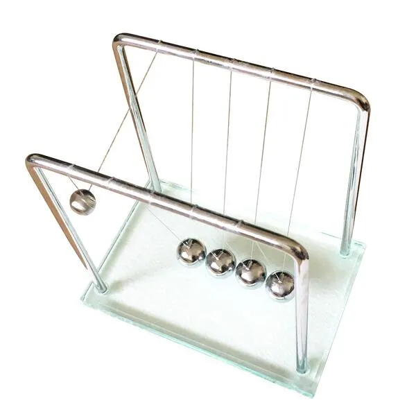 FAXADELLA Glasscradle Newton\'s Cradle Made of Glass | Newton Balls Luxurious Kinetic Toy