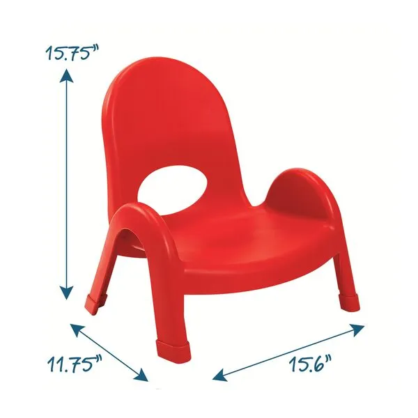 Children's Factory Angeles Value Stack Kids Chair, Preschool/Homeschool/Daycare Furniture, Flexible Seating Classroom Furniture for Toddlers, Red, 5
