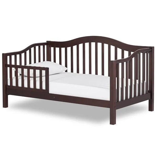 Dream On Me Austin Toddler Day Bed in Espresso, Greenguard Gold Certified, JPMA Certified, Non-Toxic Finishes, Low to Floor Design, Side Safety Guard Rail
