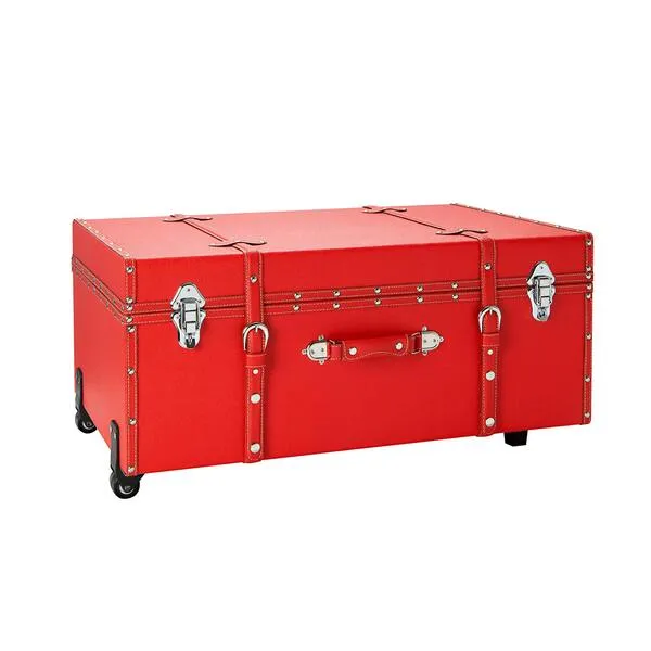 DormCo Texture® Brand Wheeled Storage Trunk - Red