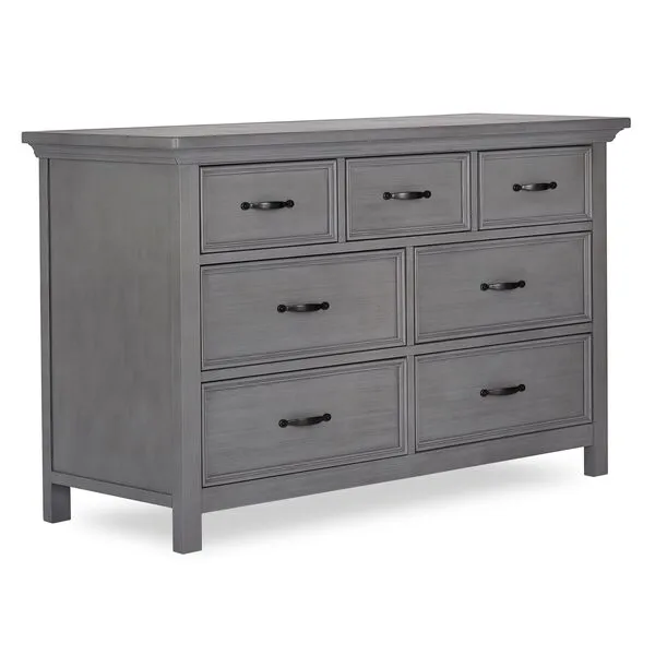 Evolur Belmar Double Dresser in Rustic Grey, Comes Assembled, Included Anti-Tip Kit, Seven Spacious Drawers, Dresser for Nursery, Bedroom, Wooden Nursery Furniture