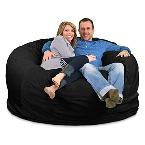 ULTIMATE SACK 6ft Bean Bag Chair, Oversize Bean Bag Chair for Adults, Comfy Chair Bean Bag Couch Lounge Sofa Loveseat Furniture | Black Suede
