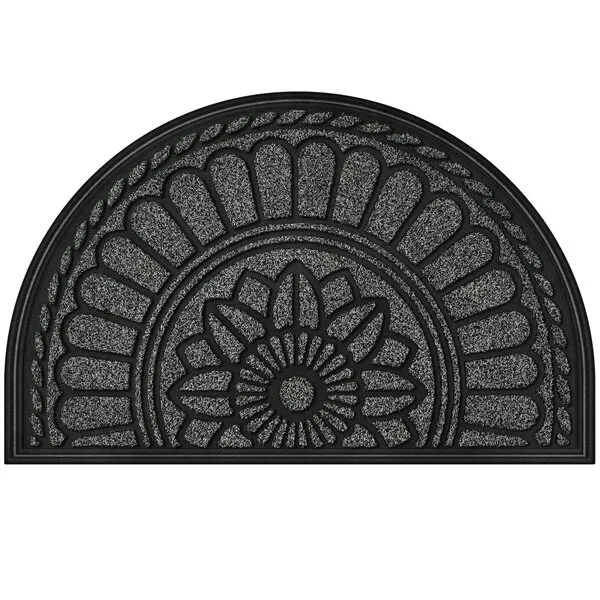 Mibao Half Round Door Mat, Non-Slip Welcome Entrance Way Durable Rubber Low-Profile Heavy Duty Doormat, Half Circle Mats for Garage, Patio, High Traffic Areas, 24