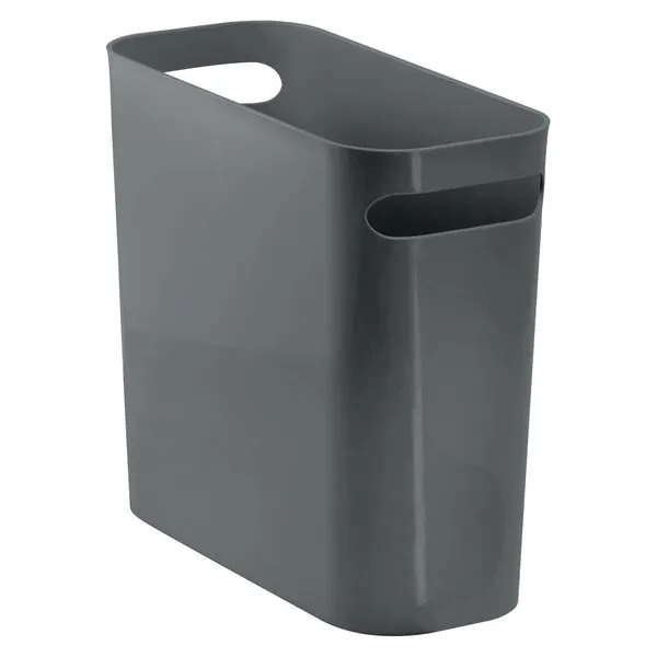 mDesign Plastic Small Trash Can, 1.5 Gallon/5.7-Liter Wastebasket, Narrow Garbage Bin with Handles for Bathroom, Laundry, Home Office - Holds Waste, Recycling, 10\
