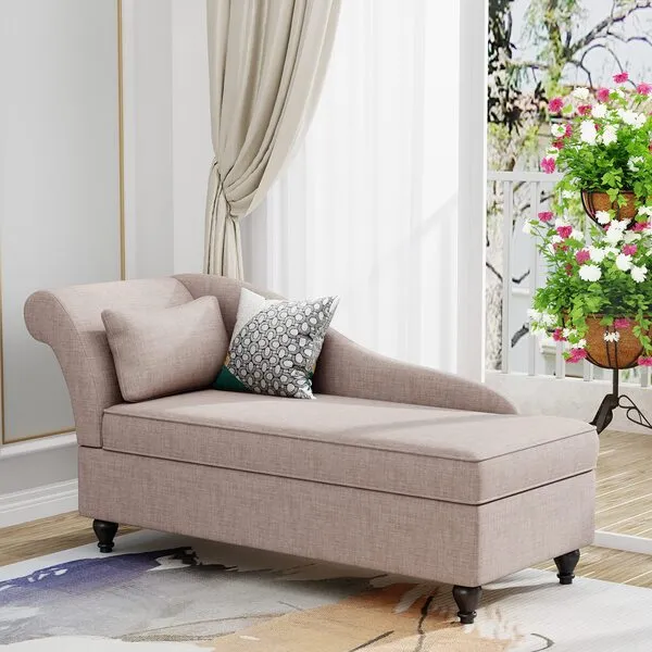 Modern Chaise Lounge Indoor with Storage Fabric Chaise Lounges Chair Sleeper Lounge Sofa Recliner Chair for Bedroom Office Living Room & Small Apartment SEAT Size 48Lx 24Ｗx 17 Hinch Left Arm