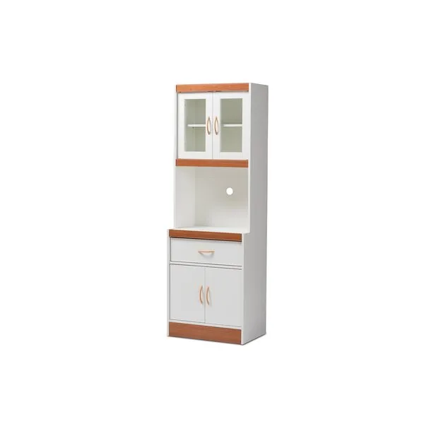 Baxton Studio Laurel Kitchen Cabinet, White/Cherry Brown