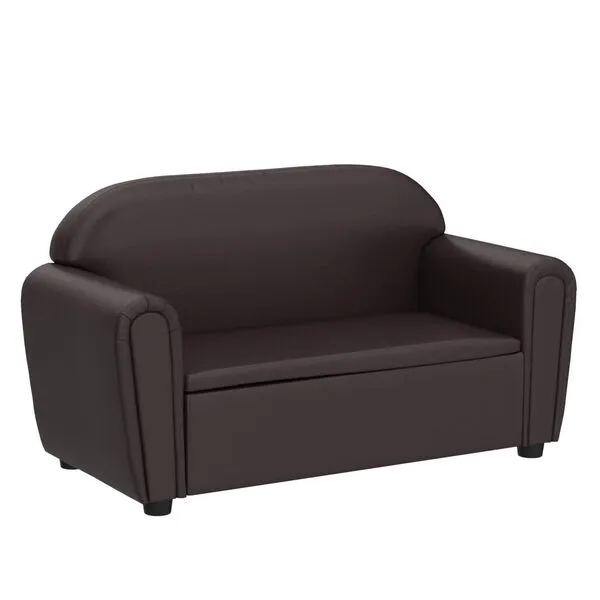 Costzon Kids Couch, 2 in 1 Double Seat Children\'s Sofa w/Under Seat Storage Box, PU Leather Surface, Toddler Armrest Chair for Preschool, Kids Room, Large Soft Kids Sofa Toy for Baby Boys Girls Gifts