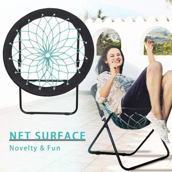 CampLand Bunjo Bungee Dish Chair Folding Relax Fun Chair for Room Garden Dorm Rooms and Lounging in Living Rooms, and Bed Rooms, Set of 2pcs