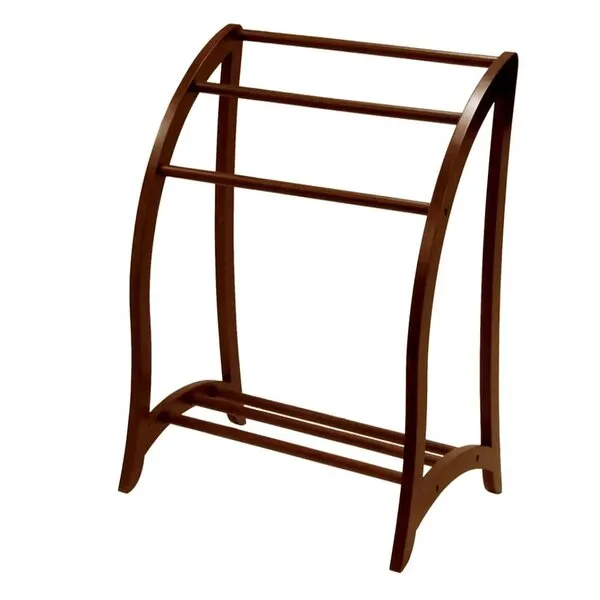 Quilt Racks Free Standing Wood, Contemporary Walnut Rustic Simple Traditional Three Bar Scroll Rack & E-Book
