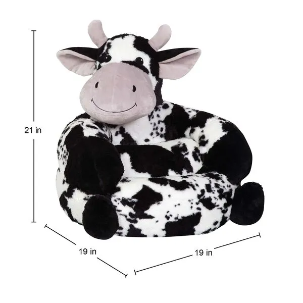 Trend Lab Cow Toddler Chair Plush Character Kids Chair Comfy Furniture Pillow Chair for Boys and Girls, 21 x 19 x 19 inches
