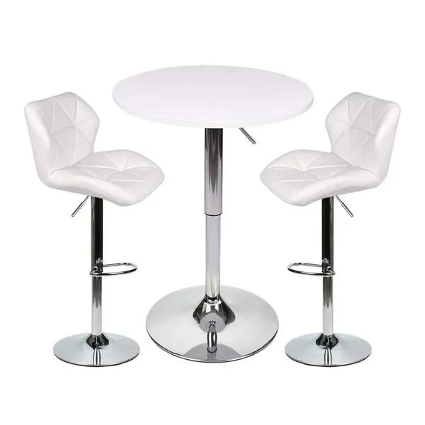 ARTETHYS Bar Table Set of 3 – Adjustable Round Table and 2 Swivel Pub Stools for Home Kitchen Bistro, Bars Wine Cabinets (Set 8)