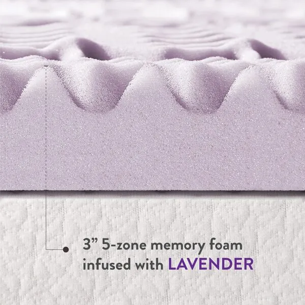 Best Price Mattress Queen Mattress Topper - 3 Inch 5-Zone Memory Foam Bed Topper with Lavender Infused Cooling Mattress Pad, Queen Size