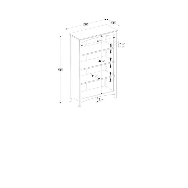 Shaker Style 4 Shelf Bookcase / Solid Wood / 48