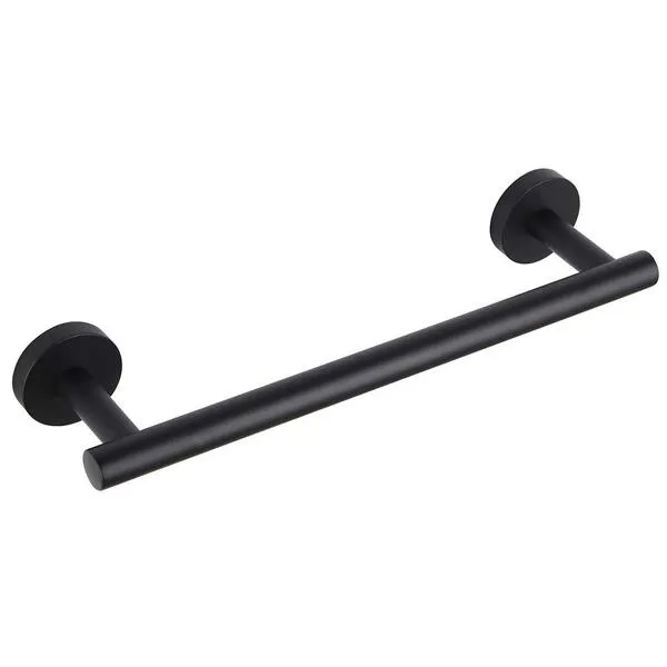 GERZ Contemporary 12-Inch Towel Bar Bath Hand Towel Holder SUS 304 Stainless Steel Wall Mounted Bathroom Organizer Matte Black