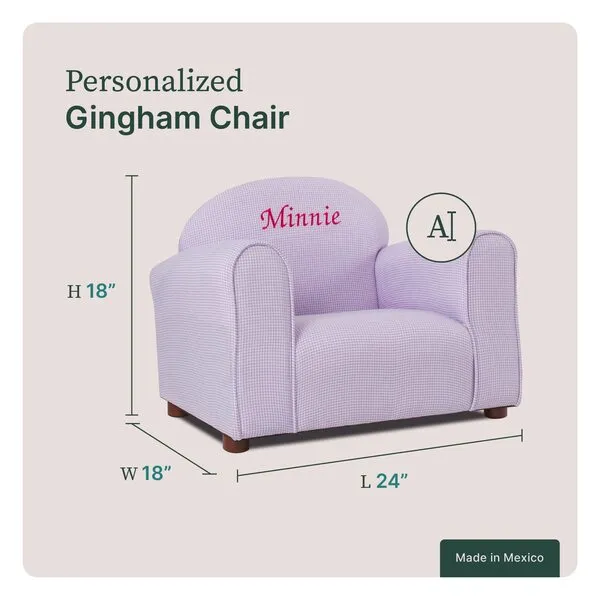 Mini Furniture Upholstered Personalized Kids Chair Checkers (Lavender)
