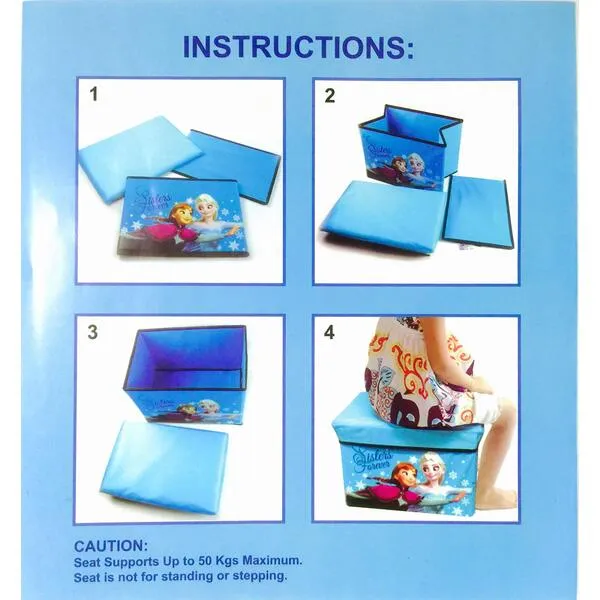 Frozen. Disney Princess Elsa Anna & Olaf Foldable Storage Box & Stool (BLUE)