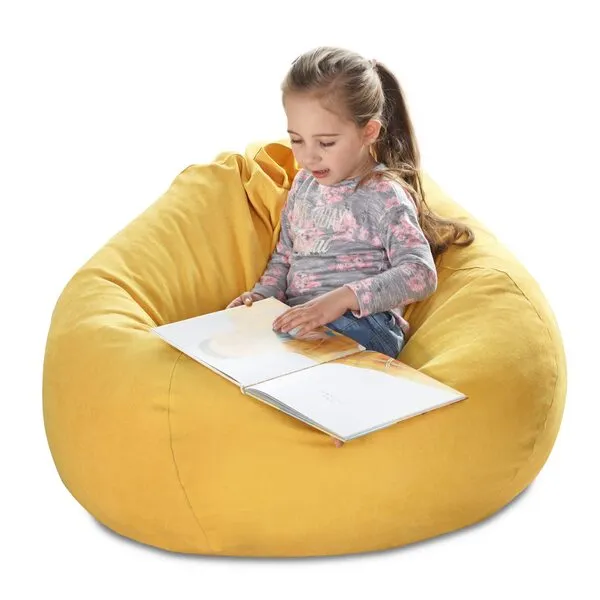 YuppieLife Stuffed Animals Bean Bag Chair Cover Candy-Colored Bean Bag（Just Cover, No filling）/Large Stuff \'n Sit Organization/Toy Storage Bag/Kids Toys Organizer（38\'\',Ginger）