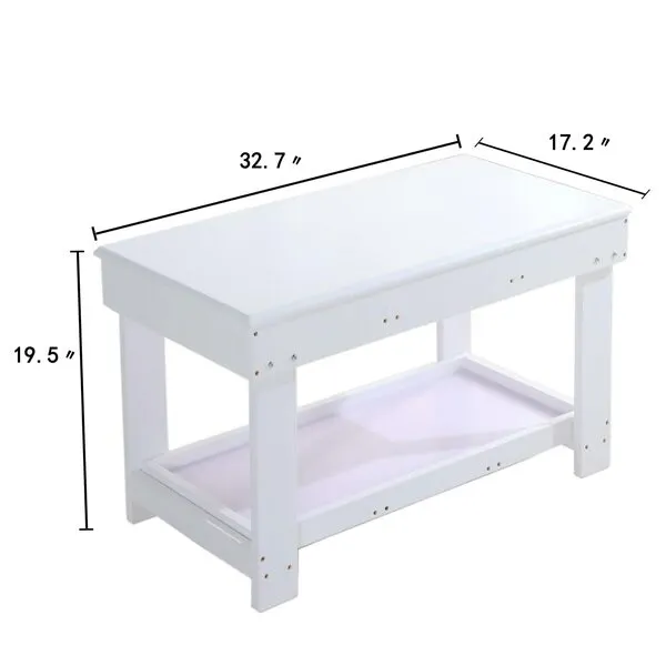 YouHi Kids Activity Table with Board and Storage for Bricks Activity Play Table (White Double Table)
