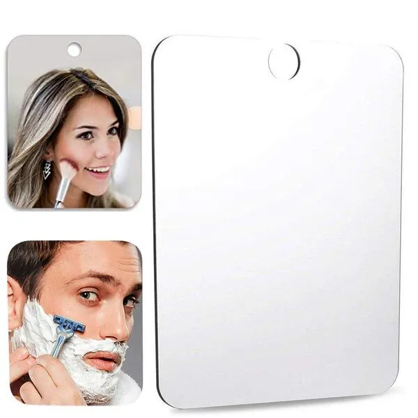 XoYo- Fogless Shower Mirror(5.9in x 3.94in), Includes 1 Adhesive Hooks, Anit-Fog Shower Mirror, Shower Makeup Shave Mirror, Frameless Shower Mirror, Wall Hanging Mirror (Small)