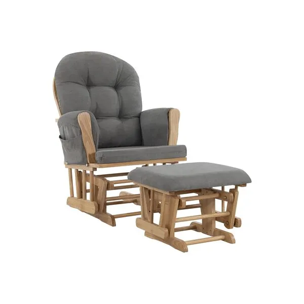 Brisbane Nursery Glider & Ottoman Sets, Glider Recliner Nursery Rocking Chair Nursery Glider Rocker with Ottoman, Reclining Gliders & Chairs for Breastfeeding, Maternity, Napping, Pecan/Dark Gray