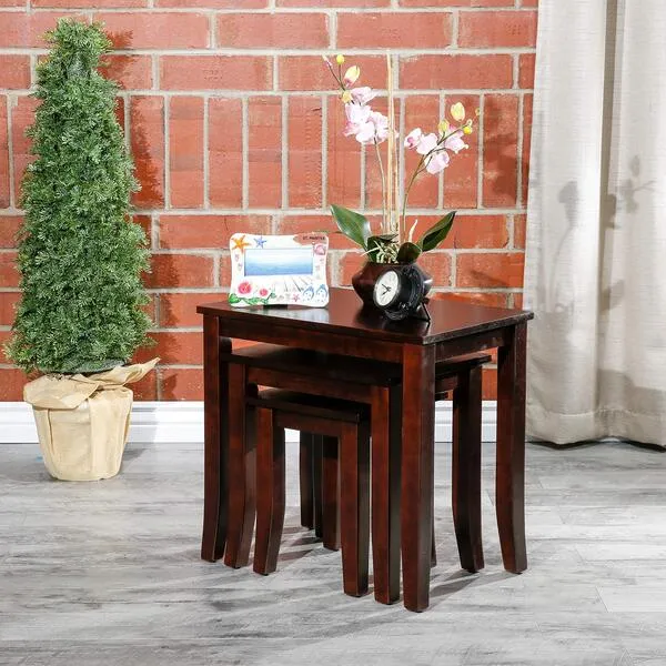 DTY Avon 3-Piece Nesting Tables Indoor Living Furniture Collection - Dark Brown