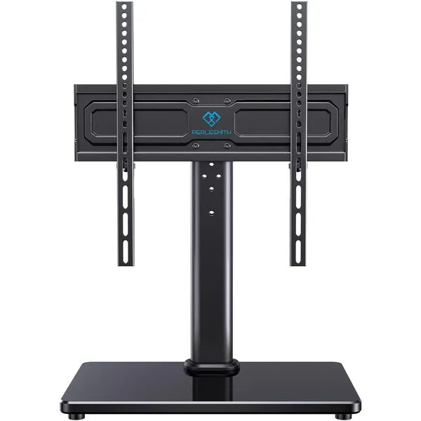 PERLESMITH Universal Swivel TV Stand for 24-60 inch TVs up to 99 lbs, 8 Height Adjustable Table Top TV Stand, TV Stand Base with Tempered Glass Base, Max VESA 400x400mm, PSTVS33