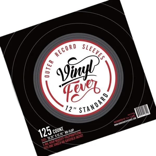 Vinyl Fever Record Sleeves [125 Pack] - Outer Album Covers with Premium Clarity - Durable 3 Mil Thick Polypropylene Sleeves for 12 Inch LPs and Archival Album Storage