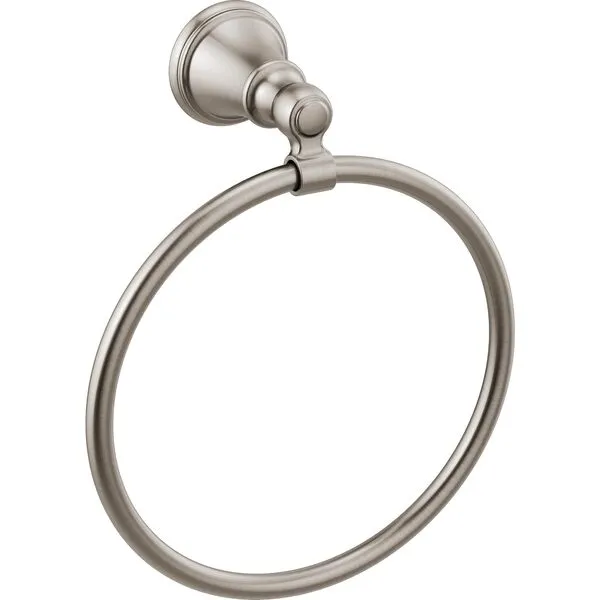 DELTA FAUCET 73246-SS Woodhurst Wall Mount Round Closed Towel Ring Bath Hardware Accessory in Stainless Steel