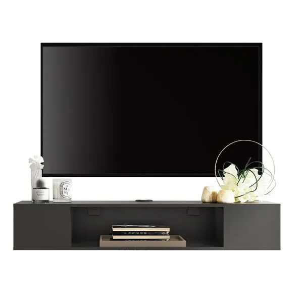FITUEYES Black Floating TV Stand Wall Mounted, Floating Entertainment Center Wood Storage, Floating Media Console Shelf Under TV for Living Room,39.4