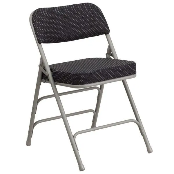 Flash Furniture (Pack of 4) HERCULES Series Premium Curved Triple Braced & Double Hinged Black Pin-Dot Fabric Metal Folding Chair