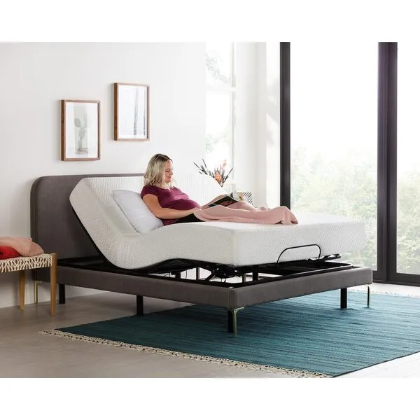 Linenspa Adjustable Bed Frame - Independent Head and Foot Incline - Powerful Quiet Motor - Easy Tool Free Assembly - Lounge - Watch TV - Working - Reading - Ergonomic - Electric Bed Base - Queen Size