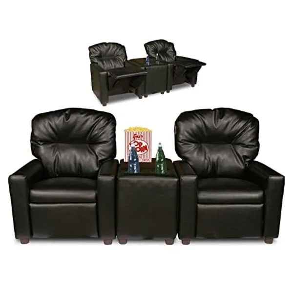 Dozydotes Theater Seating in Black Leather Like