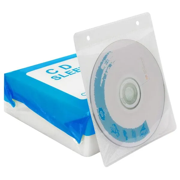 RICHEN CD/DVD/BluRay Sleeves,Double-Sided Refill Plastic Sleeve for CD and DVD Storage Binders,100 Pack (White1)