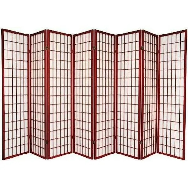 Legacy Decor Japanese Style Room Screen Divider Black, Cherry, Natural, Espresso or White Color (8-Panel, Cherry) 71\