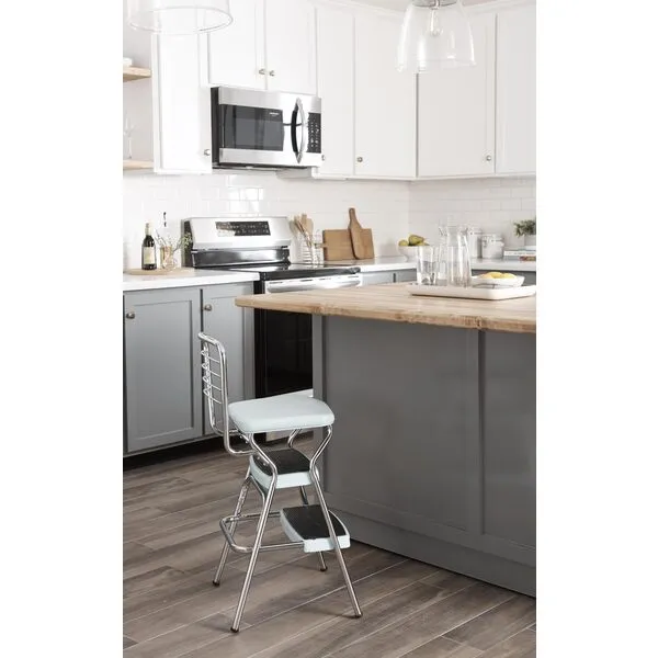 COSCO Stylaire Retro Chair + Step Stool with Flip-Up Seat, Teal