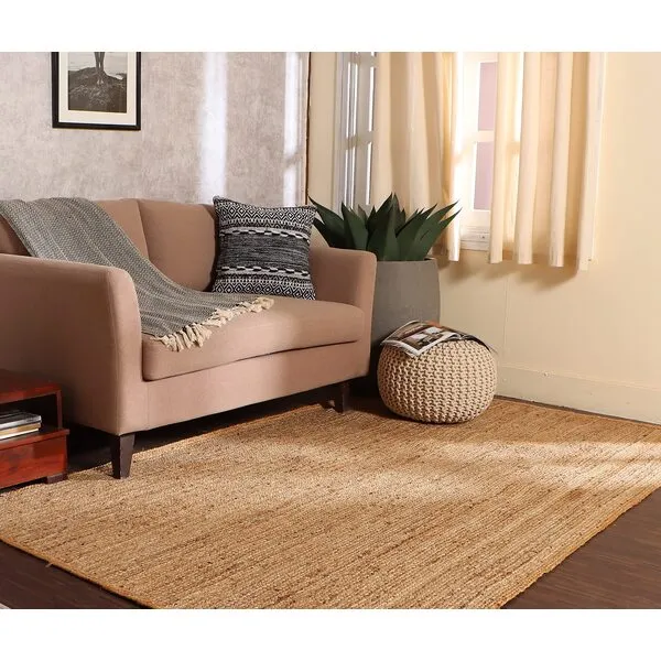 REDEARTH Round Pouf Ottoman - Cable Knitted Boho Poof - Home Décor Cord Pouffe Handmade Circular Footrest for Living Room - Bedroom - Kids Bedroom - 100% Cotton Pouf (18