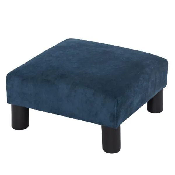 Joveco Ottoman Footrest Small Fabric Square Upholstered Footstool for Living Room Bedroom (Navy Blue)