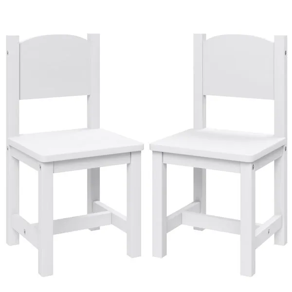 Timy Toddler Wooden Chair Pair, Kids Furniture for Eating, Reading, Playing 2 Pack (White)