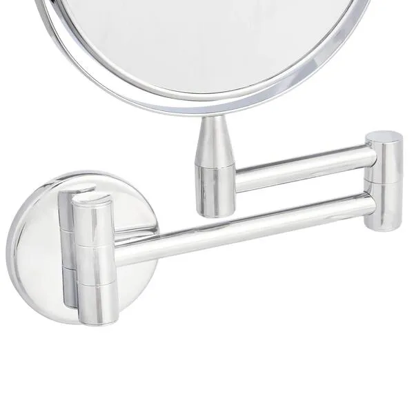 Amazon Basics Wall Mount Round Vanity Mirror, 1X/5X Magnification, Chrome, 12.8