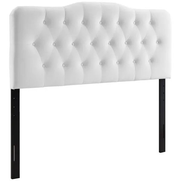 Modway Annabel Diamond Tufted Performance Velvet Queen Headboard in White